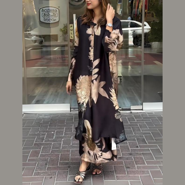 Women's Elegant Flowy Shirt Dress and Pants Set
