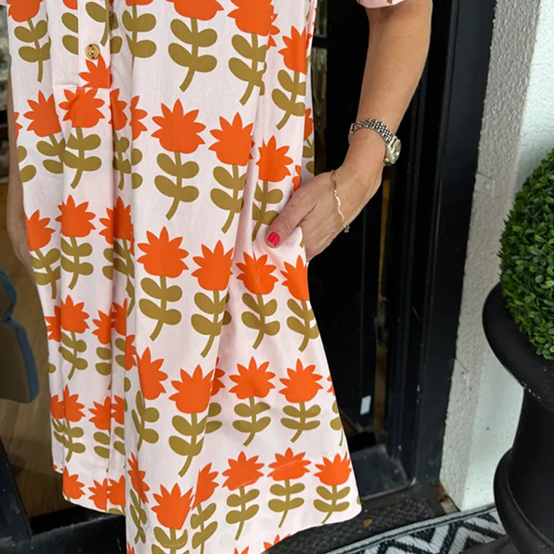 Women's Vintage Floral Print Short Sleeve Dress